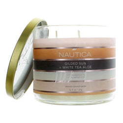 Nautica 14.5 oz Soy Wax Blend 3 Wick Candle - Gilded Sun & White Tea Aloe